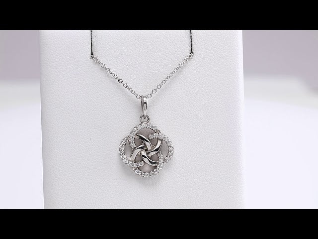 Platinum 1/8 CTW Natural Diamond Five-Fold Celtic-Inspired 16-18" Necklace