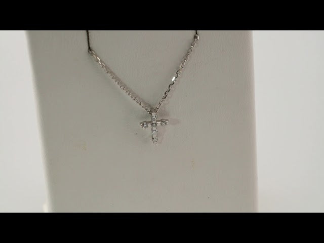 Platinum .08 CTW Natural Diamond Cross 16-18" Necklace