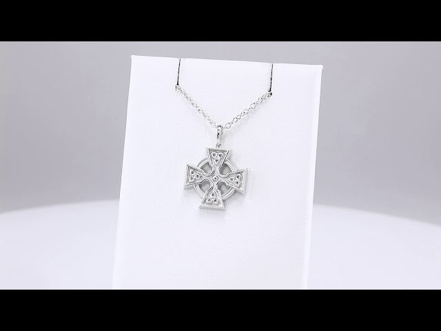 14K White Celtic-Inspired Cross 20" Necklace