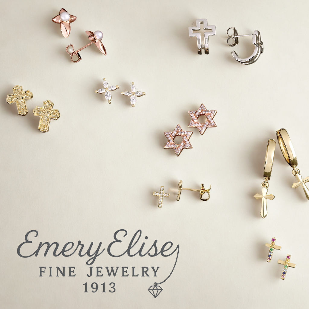Faith Earrings for Women † Cross & Star Earrings in Gold & Platinum