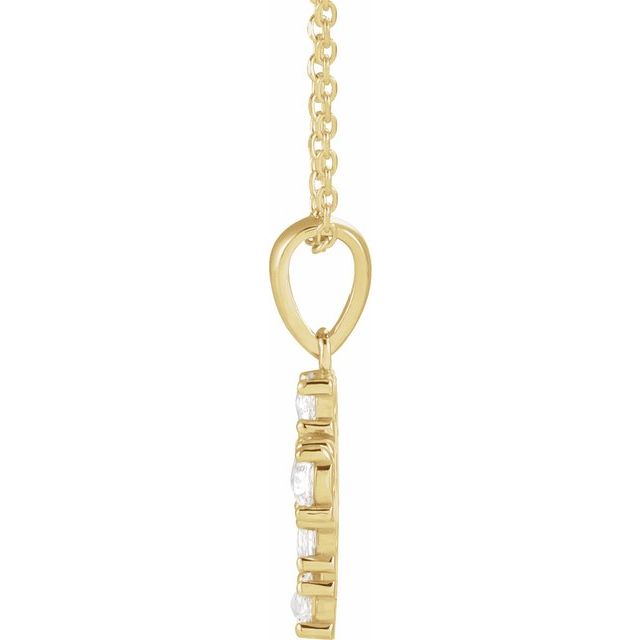 14K Yellow 3/8 CTW Rose-Cut Natural Diamond Cross 16-18" Necklace