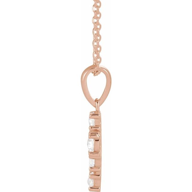 14K Rose 3/8 CTW Rose-Cut Natural Diamond Cross 16-18" Necklace
