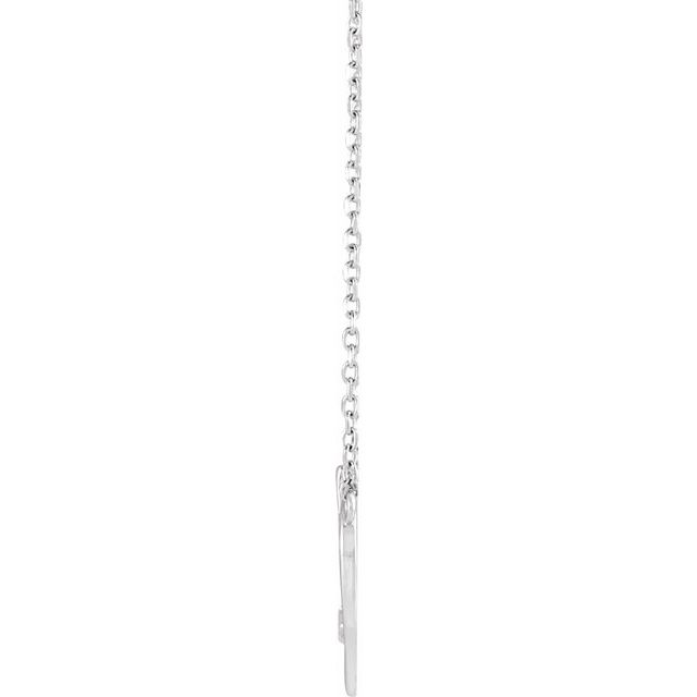 14K White .015 CT Natural Diamond Heart & Cross 18" Necklace