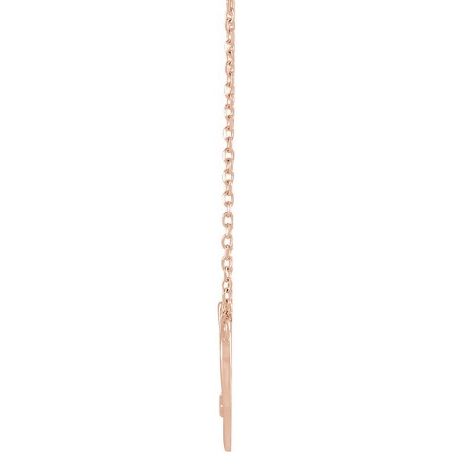 14K Rose .015 CT Natural Diamond Heart & Cross 18" Necklace