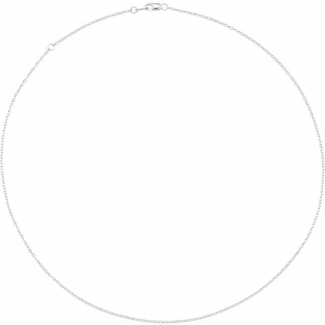 14K White 1.3 mm Adjustable Cable 16-18" Chain