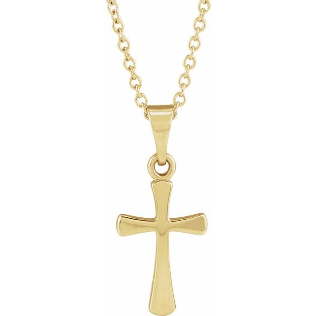 14K Yellow Cross 18" Necklace