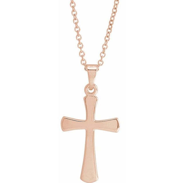 14K Rose Cross 18" Necklace
