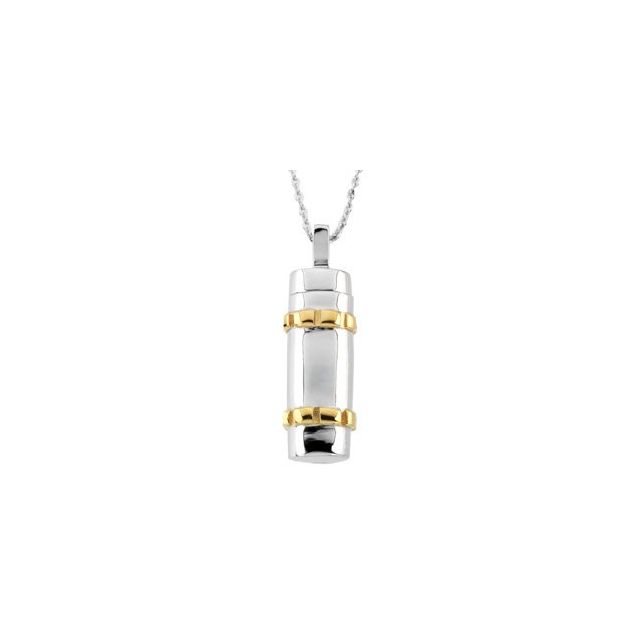 Sterling Silver 14K Yellow Gold-Plated Cylinder Ash Holder 18" Necklace