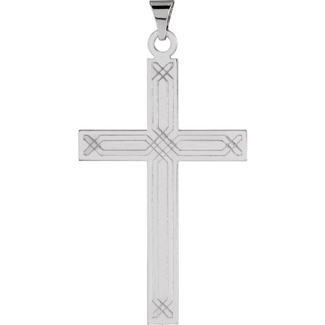 14K White Geometric Cross Pendant