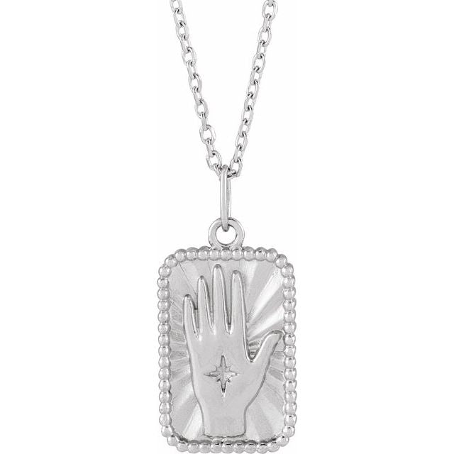 Sterling Silver 20.2x9.42 mm Hamsa Hand Tarot Pendant