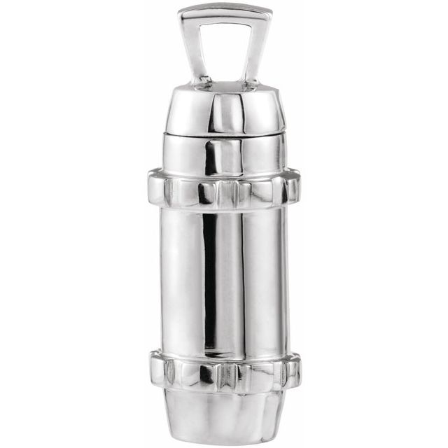 14K White 30.2x10.7 mm Cylinder Ash Holder Pendant