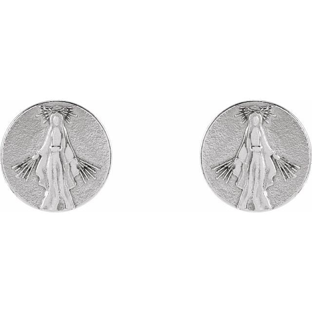 Sterling Silver Tiny Miraculous Medal Stud Earrings