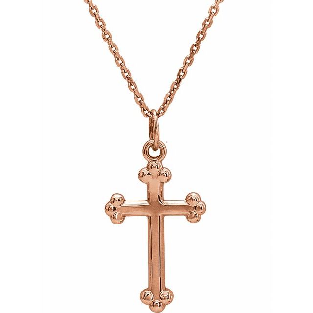 14K Rose Cross 18" Necklace