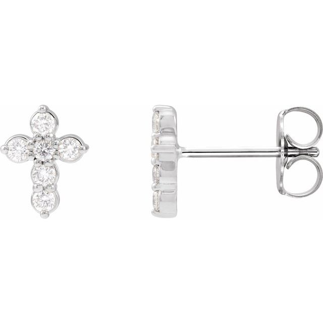 Sterling Silver 1/6 CTW Natural Diamond Cross Earrings