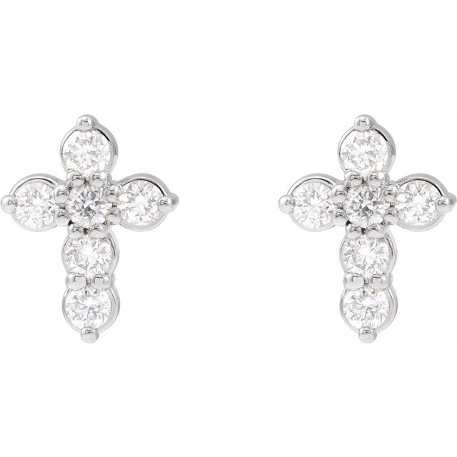 Sterling Silver 1/6 CTW Natural Diamond Cross Earrings