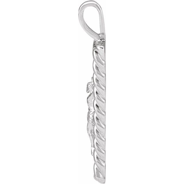 14K White Crucifix Pendant