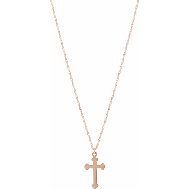 14K Rose Cross 18" Necklace