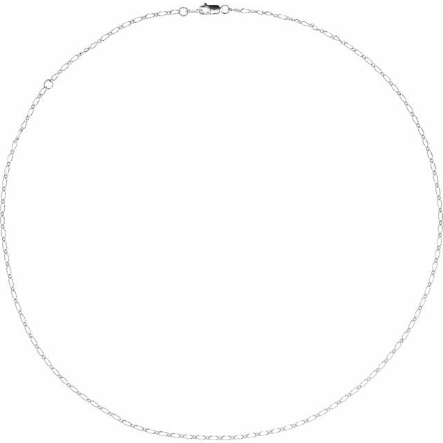 14K White 1.5 mm Adjustable Figaro 16-18" Chain