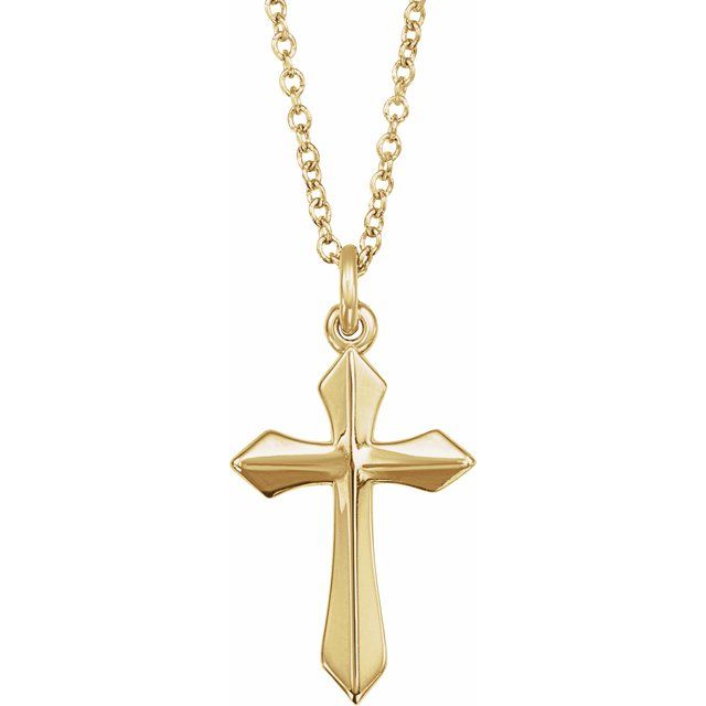 14K Yellow Cross 18" Necklace