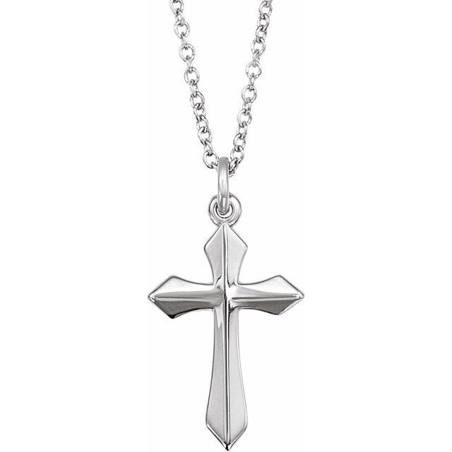 14K White Cross 18" Necklace
