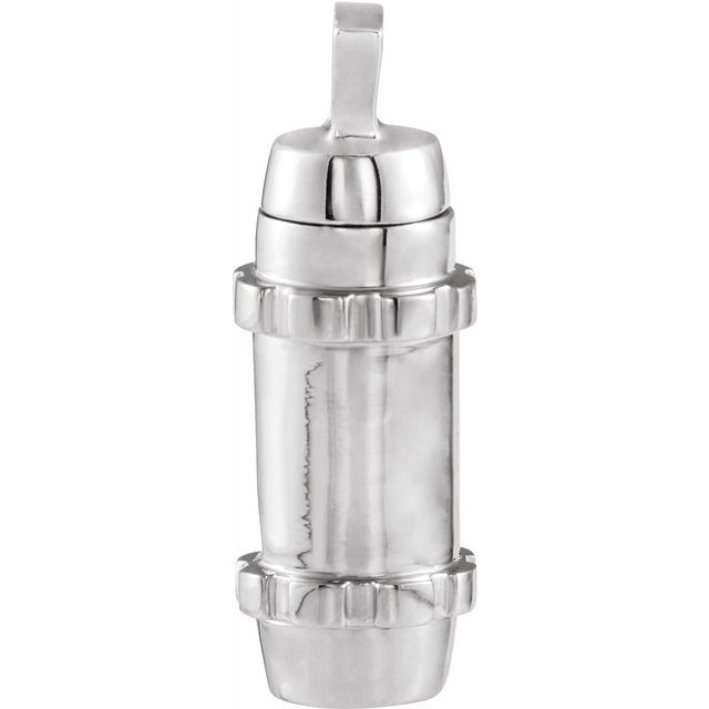 14K White 30.2x10.7 mm Cylinder Ash Holder Pendant