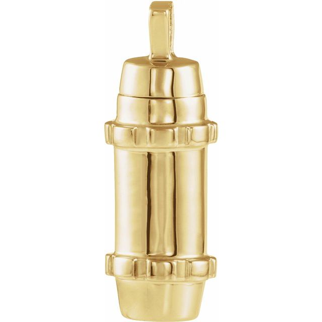 14K Yellow 30.2x10.7 mm Cylinder Ash Holder Pendant