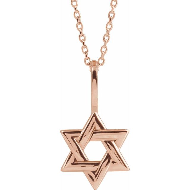 14K Rose Star of David 16-18" Necklace