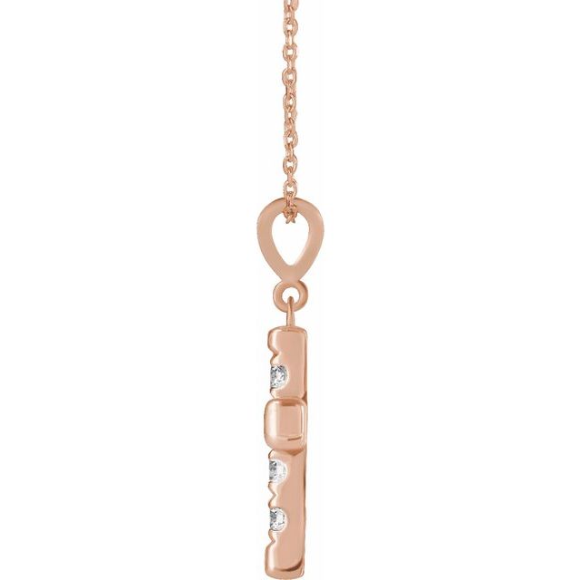 14K Rose 3/4 CTW Natural Diamond French-Set Cross 16-18" Necklace