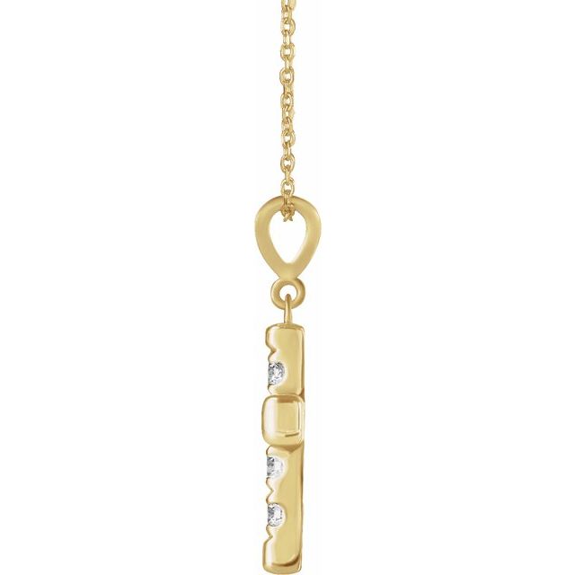 14K Yellow 3/4 CTW Natural Diamond French-Set Cross 16-18" Necklace