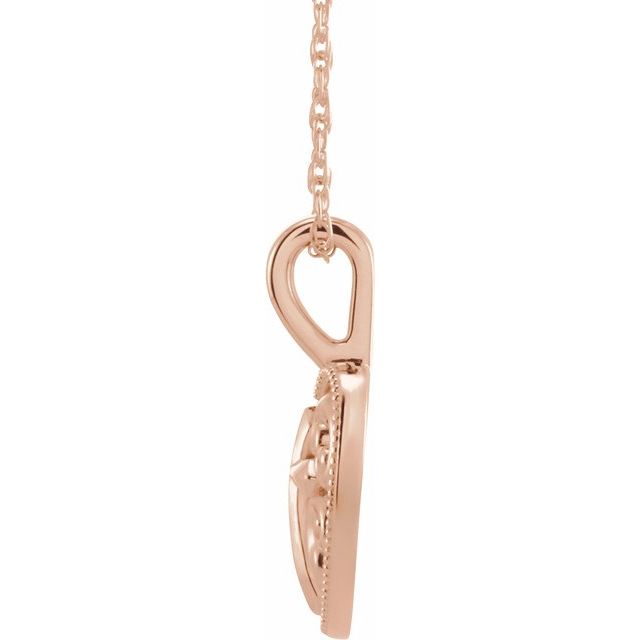 14K Rose 18.7x12.6 mm Cross and Heart 16" Necklace