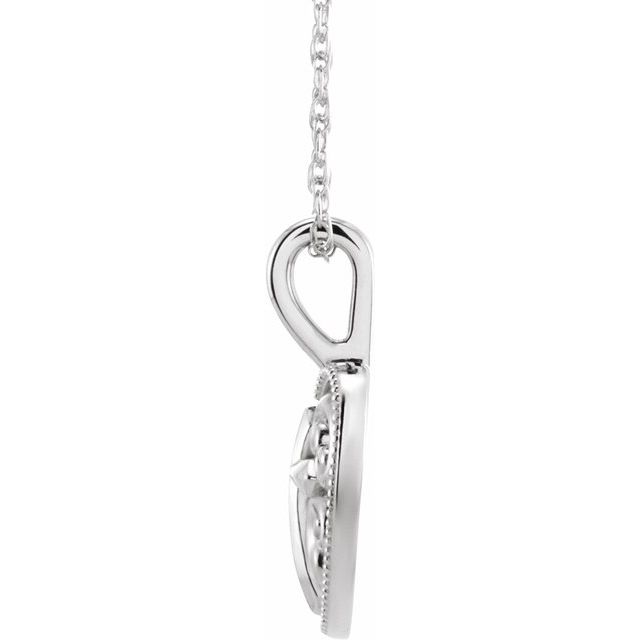Sterling Silver 18.7x12.6 mm Cross and Heart 16" Necklace