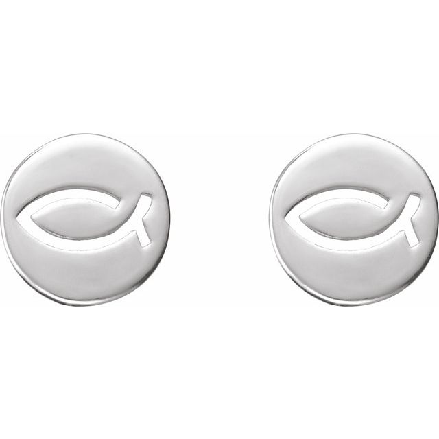 Sterling Silver Petite Ichthus Fish Earrings