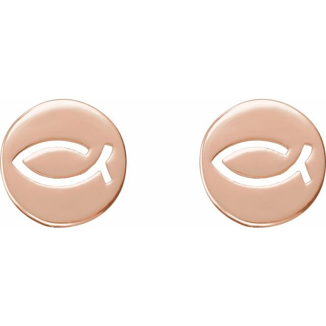 14K Rose Petite Ichthus Fish Earrings