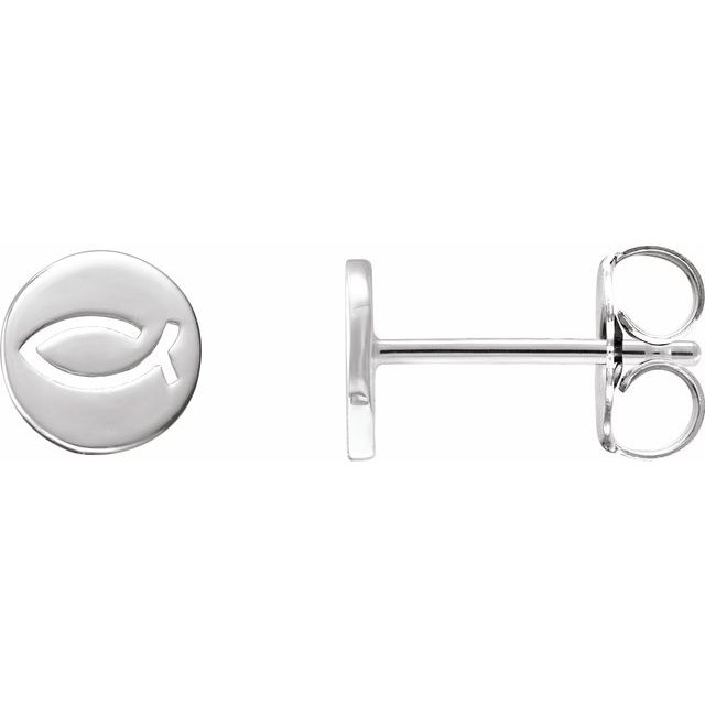 Sterling Silver Petite Ichthus Fish Earrings