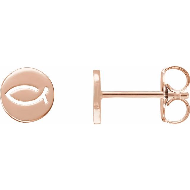 14K Rose Petite Ichthus Fish Earrings