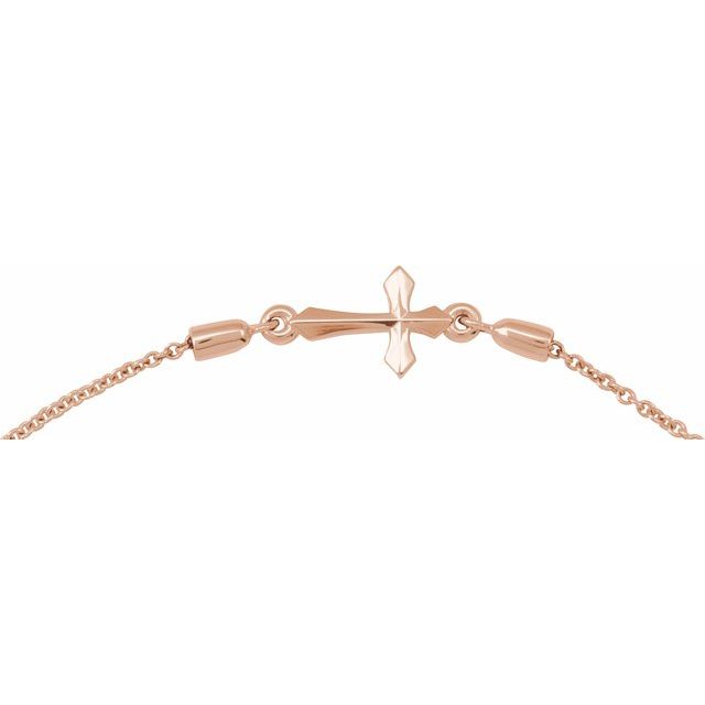 14K Rose Cross 9 1/2" Bolo Bracelet