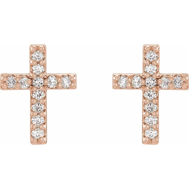 14K Rose .05 CTW Natural Diamond Cross Earrings