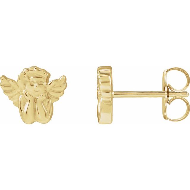 14K Yellow Cherub Earrings