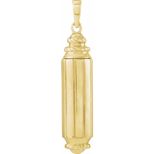 14K Yellow Cylinder Ash Holder Pendant