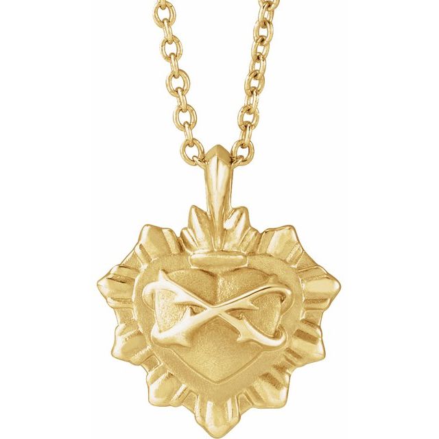 14K Yellow Sacred Heart 16-18" Necklace