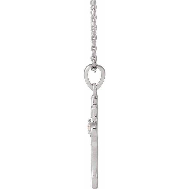 14K White .08 CTW Natural Diamond Vintage-Inspired Cross 16-18" Necklace