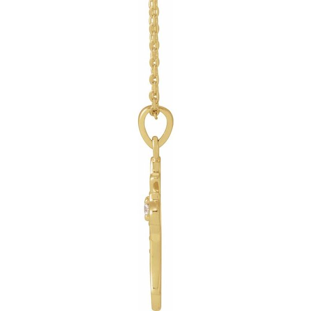 14K Yellow .08 CTW Natural Diamond Vintage-Inspired Cross 16-18" Necklace