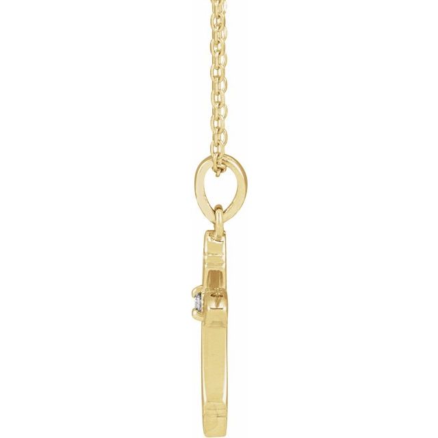 14K Yellow .015 CT Natural Diamond Cross 16-18" Necklace