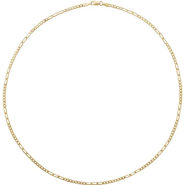 14K Yellow 2.5 mm Figaro 24" Chain