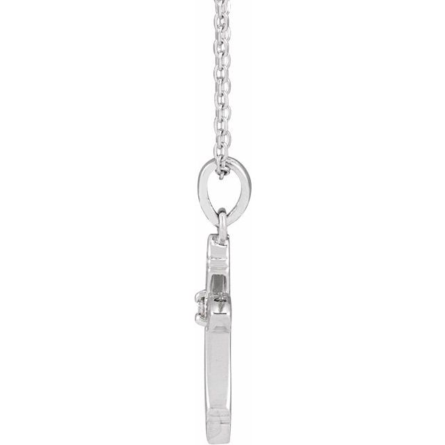 14K White .015 CT Natural Diamond Cross 16-18" Necklace