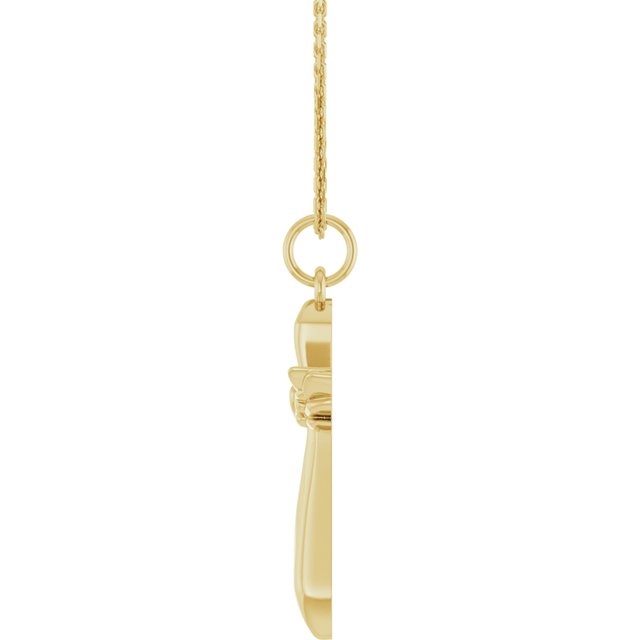 14K Yellow Angel Wings Heart Cross 18" Necklace