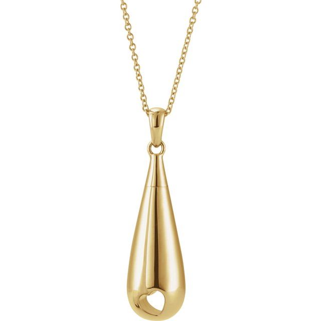 10K Yellow Tear Of Love Ash Holder 18" Necklace