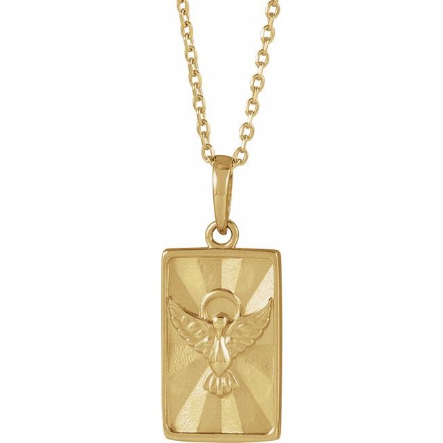 14K Yellow Holy Spirit & Dove 16-18" Necklace