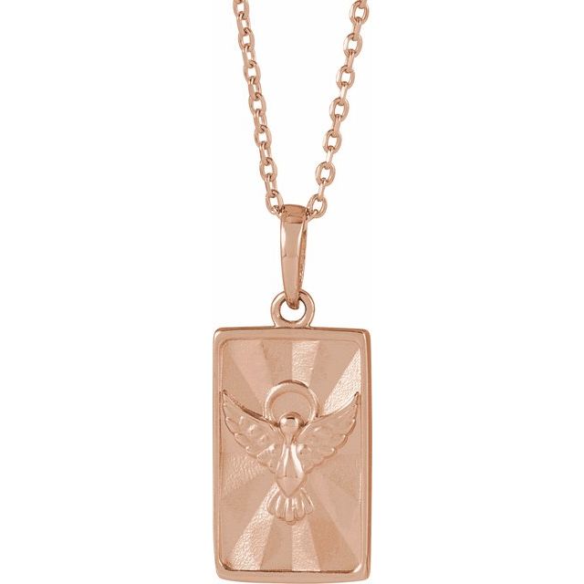 14K Rose Holy Spirit & Dove 16-18" Necklace