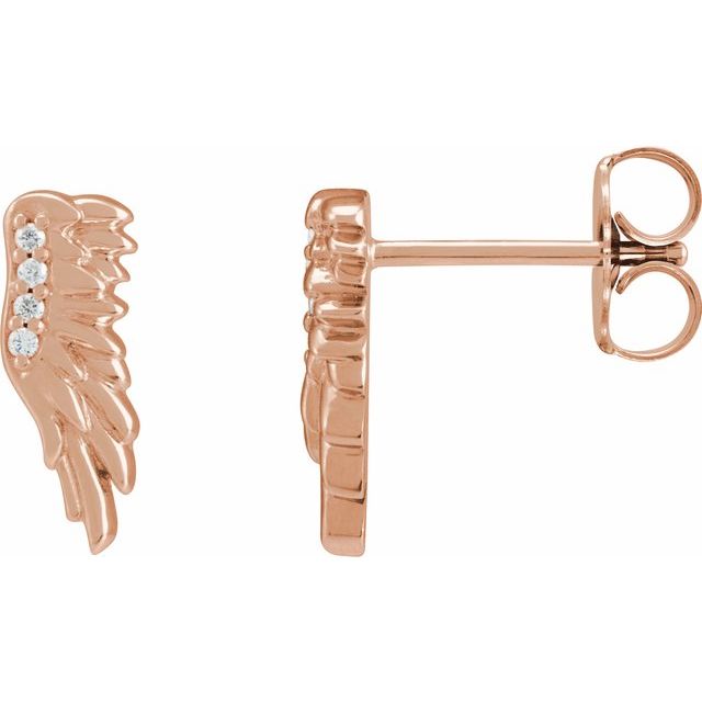14K Rose .02 CTW Natural Diamond Angel Wing Earrings